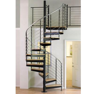 China Prefab Luxury Led Spiral Staircase Curved Staircase Stair Step Outdoor Metal Minimalist Steel Staircase for sale