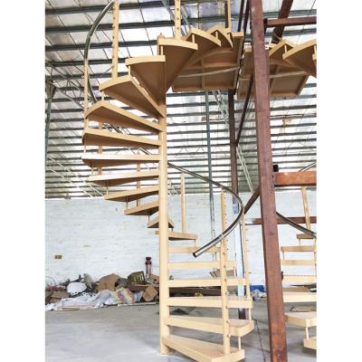 China Prefab Luxury Led Spiral Staircase Curved Staircase Stair Step Outdoor Metal Minimalist Steel Staircase for sale