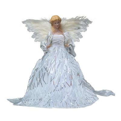 China Gifts for Kids Wholesale Supplies Christmas Tree Top Christmas Holiday Decoration White Led Angel LED Light Doll for sale