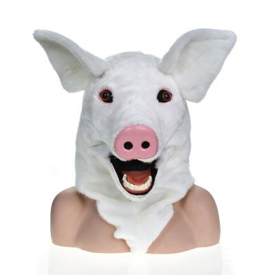 China Handmade Wiggles Day Cosplay Costume Props White Movable Faux Fur Mouth Pig Adult Costume Mask for sale