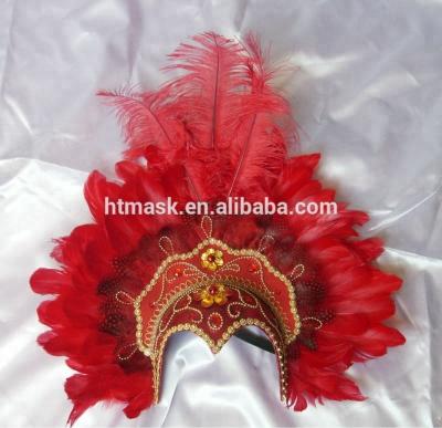 China Hot Sale Paper Fashion Carnival Red Feather Flower Headdress for sale