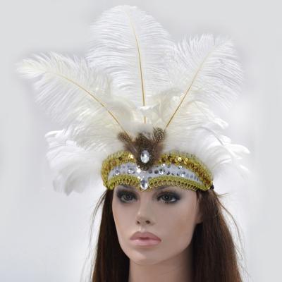 China Indian Feather Paper Fancy Headband Carnival Princess Carnival White Feather Headdress For Sale for sale