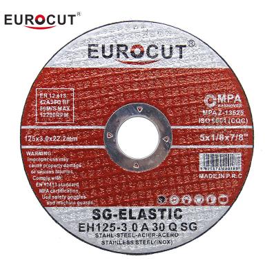 China Durable Stainless Steel EUROCUT Brand 5 Inch 125x3.0x22.2mm Flat Cutting Wheel For Metal for sale