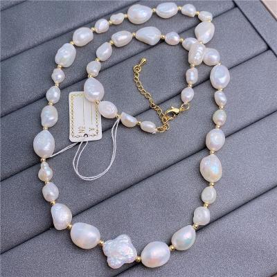 China Drop Romantic Irregular Shape Nucleated Baroque Pearl Strands Small Size White Color Natural Freshwater Pearl Necklace for sale