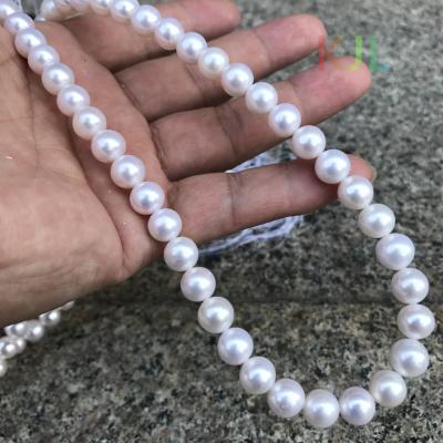 China CLASSIC High Quality Perfect Round Shape 3A Freshwater Pearls Strands Strings 3mm-10mm Size White Color Cultured Pearl Necklace for sale