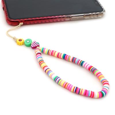 China Hot new fashion BOHEMIA pottery mobile phone fruit chain colorful soft beads accessories mobile phone chain for sale