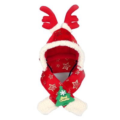 China Sustainable Comfy Faux Lambswool Shorts Plush Dog Christmas Hat With Puppy Santa Hat Head Wear Accessories for sale