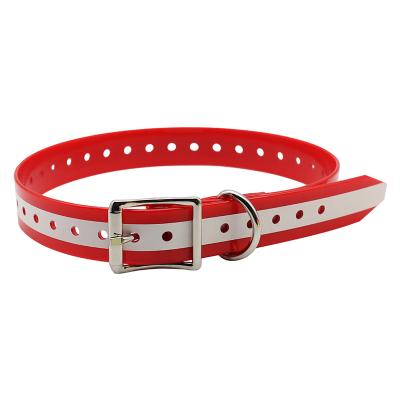 China DETACHED red dayglo luminous dog collars made with TPU coated nylon webbing for dog hunting for sale