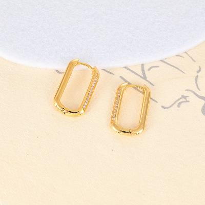 China Charming Durable Fashion Earrings 18K Gold Plated Zircon Inlaid Earrings Women's Paper Clip Earrings for sale