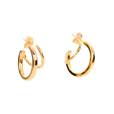 China Simple Fashion Earrings Double Layer Durable Gold Plated C-Shaped Earrings Women's Earrings for sale