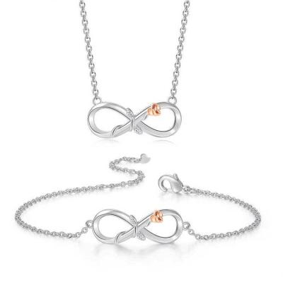 China Durable Exquisite Emotional Jewelry Number Necklace And Rose Necklace Bracelet Infinity Eternal Set Of Necklaces Women's Number for sale