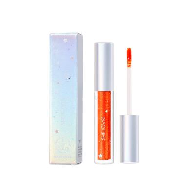 China Waterproof SHE LOVE Crystal Starry Sky Lip Gloss Colorant Clear Glass High Shine Glitter Luster Custom Wholesale Lip Gloss Slightly Non Sticky for sale