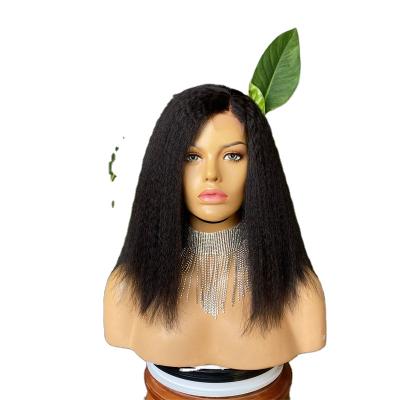 China Joywigs Factory Virgin Peruvian Natural Curly Human Hair Color Curly Straight Bob 1.5X4in Kim k Curl Closure Wig In Stock for sale