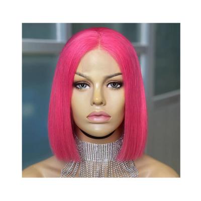 China Joywigs 100% Blunt Straight Pink Curly Lead Closure Hair 8inch 130% Beard Wig for sale