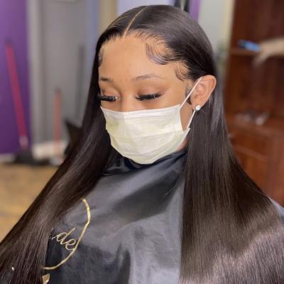 China Straight Lace Front Wigs Silky Straight Closure Wig Bleached Transparent Hair HD Invisible Swiss 5X5 Curly Knots Preplucked Glueless Wig Long for sale