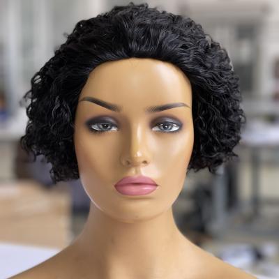 China Machine Made Silky Straight Short Wave Hair Wig Non Curly Pixie Wig for sale