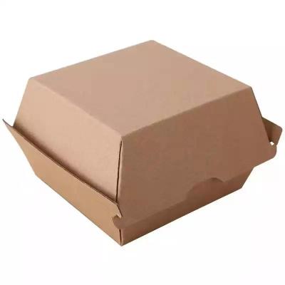 China Recyclable Custom Logo Printed Custom Disposable Kraft Paper Hamburger Container Hamburger Packing Box for sale