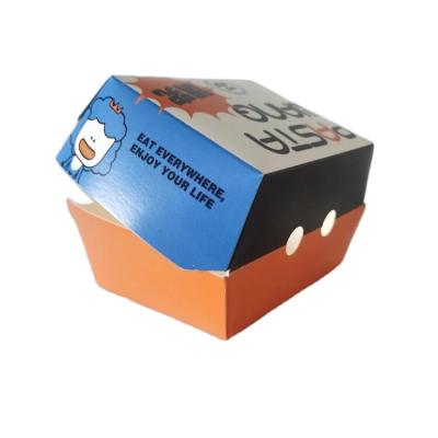 China Recyclable Custom New Design Printed Fast Food Hamburger Eco Friendly Paper Box With Your Own Logo for sale