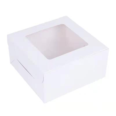 China Eco Friendly Disposable Custom Design Matt Lamination Printed 10 12inches Colored White Bakery Cake Boxes With Clear Window for sale