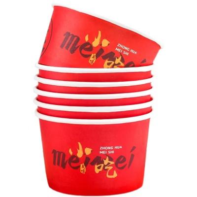 China Logo Printing Color Recyclable Disposable Custom Food Packing Crate Container Salad Bowl Kraft Paper Bowl With Lid for sale