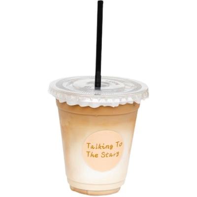 China Single Wall High Quality Custom Logo Printed PET Disposable Takeaway Clear Cold Drink Cup 16oz 20OZ Plastic Cups With Lids And Straws for sale