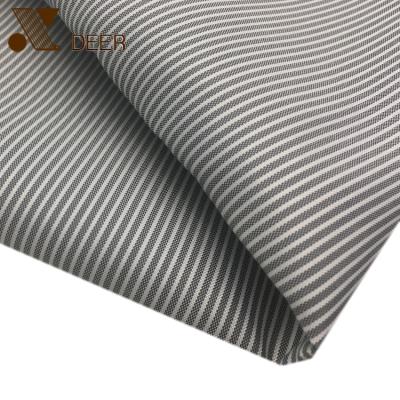 China Shrink-Resistant Ready To Ship 210T Taffeta 65GSM Woven 100% Polyester Cheapest Black Stripe Pattern Sleeving Stripe Fabric For Suit for sale