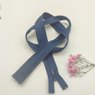 China 3# Haze Nylon Long Chain Invisible Zipper Invisible Blue Color Support for sale