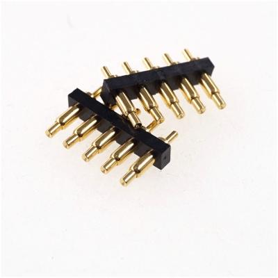 China Concave Contact Face For Plunger 2.54mm Grid Single Row Through Holes SIP Concave Face Modular Spring Loaded To Join PCB Round Tip Pogo Pin Connector 5 Pin for sale