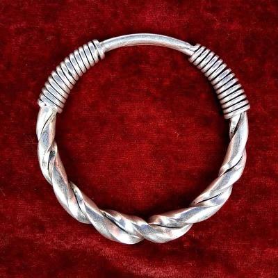 China Pure Handmade Miao Silver Hmong ethnic twist bracelets for men punk cool for sale