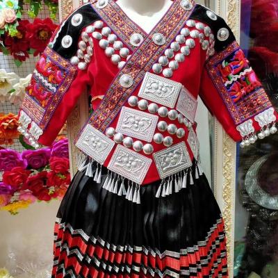 China WJ 30080 Hmong Miao Child Clothing Children's Dresses National Costume Handmade Not Including Jewelry for sale