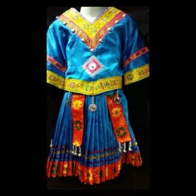 China WJ 30047 Hmong Miao Child Clothing Children's Dresses National Costume Handmade Not Including Jewelry for sale