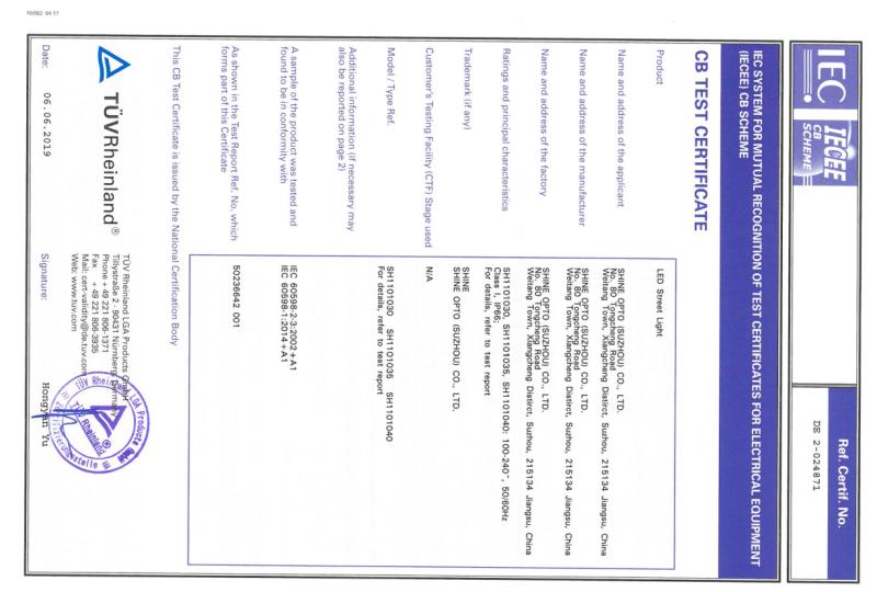 CB - Shine Opto (suzhou) Co., Ltd.