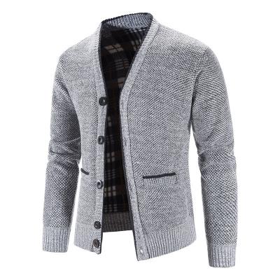 China 2021 Fashion Anti-shrink Men's Drop Neck Thick Sweater Cardigan Jackets And Coats V BOBOYU For Men's Winter Wear for sale