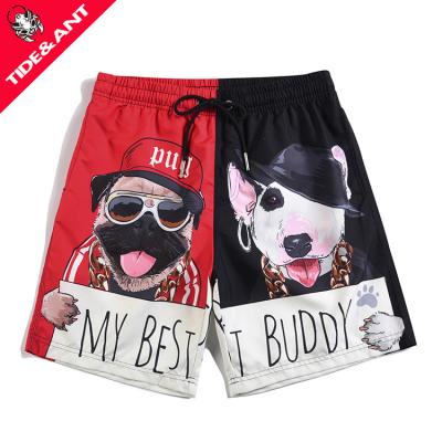 China BOBOYU Amazon sellings men's breathable hot cartoon shorts plus size dog printed sweat shorts swim trunk casual short beach wear for sale