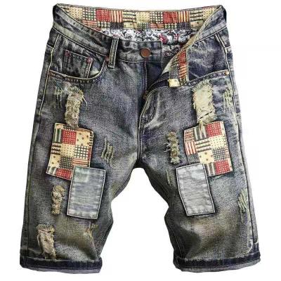 China BOBOYU New Design Size 28-38 Vintage Breathable Jeans Destroyed Mens Fashion Denim Shorts With Patches Top Streetwear for sale