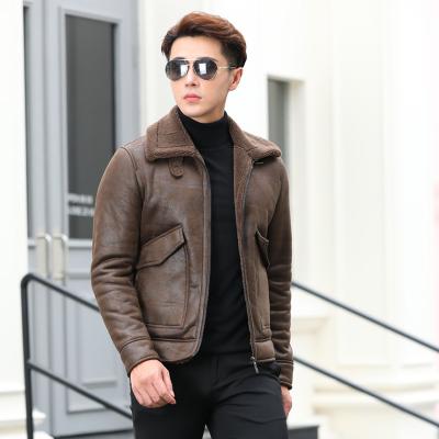 China BOBOYU Waterproof Winter Classic Men's Faux Fur Coats Zipper Thick Fleece Suede Motorcycle Leather Jacket Plus Size Street Casual Wear for sale