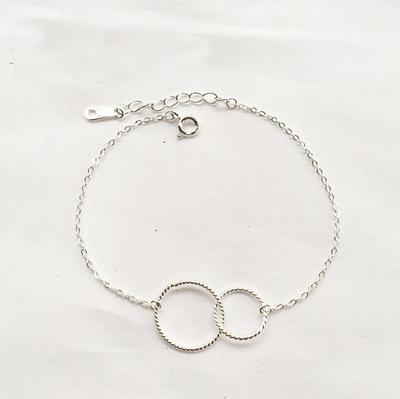 China Long Color Keeping New Design Sterling Silver Circle Vintage Round 925 Personality Silver Bracelets for sale