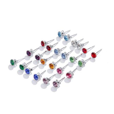 China Long Color Keeping 2020 Minimalist Women New Fashion Jewelry Colors CZ Small 925 Sterling Silver Stud Earrings for sale