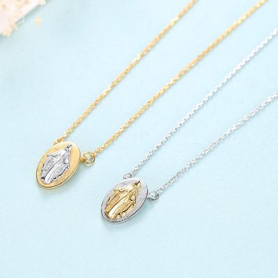 China Minimalist 18K Gold Sterling Silver Virgin Mary Necklace Accessories 925 European Casual/Sporty Religious Jewelry for sale