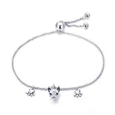 China Wholesale S925 Sterling Silver Platinum Plated Jewelry FASHIONABLE Cute Dog Charm Bracelets For Women for sale