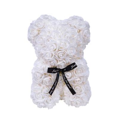 China Good Quality Ammy 25cm Foam Rose Flower Christmas Teddy Bear Birthday Wedding Gift With Box for sale