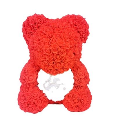 China Good Quality Ammy 40cm Foam Rose Flower Christmas Teddy Bear Birthday Wedding Gift With Box for sale