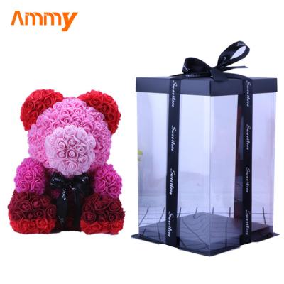 China Ammy Hot Sale Good Quality Handmade Rose Teddy Flower Bear 40cm Beautiful Roses With Loving Birthday Gift for sale