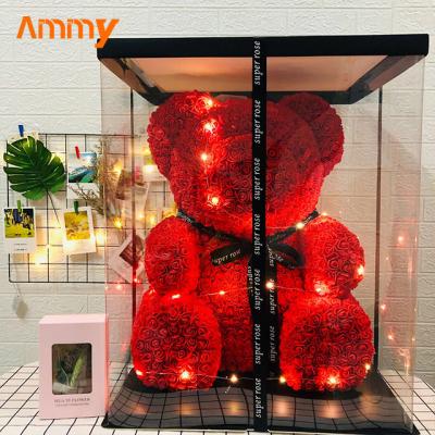 China Rose Bear Mold Diy Artificial Rose Flower Bear Plastic Bear Foam Ammy 70cm Good Quality Roses Luck Dog Mold Model for sale