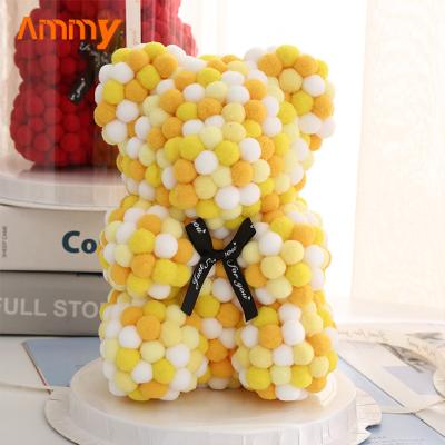 China Good Quality Ammy Customize 25cm Pe Foam Artificial Rose Flowers Teddy Bear With Gift Box Valentines Day Gifts for sale