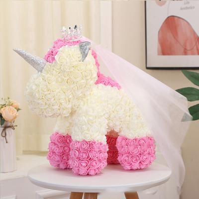 China Good Quality Hot Selling Ammy Popular Valentines Day Gift Preserved Unicorn Foam Foam Unicorn Roses for sale