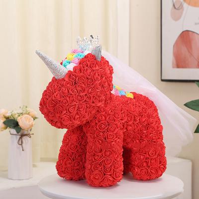 China Ammy Good Quality Hot Sale Pe Foam Flower Rose Unicorn Pet Bear With Gift Box For Weddings Party Valentine's Day Love Birthday Gift for sale