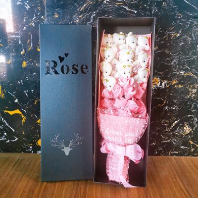 China Weddings Decoration Ammy Top Selling Roses Bouquet Artificial Flower Rose Flower With Bear for sale