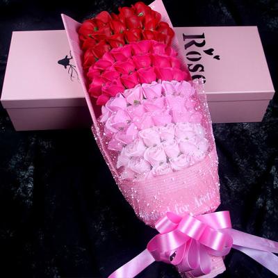 China Weddings Decoration Ammy Gradient 99 Rose Soap Flower Head Soap Valentine's Day Bouquet Gift Box for sale