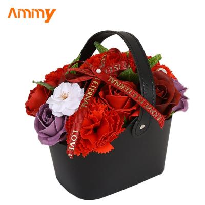 China Weddings decoration factory direct Valentine's Day flower baskets, portable eternal life flower box, soap flower box for sale